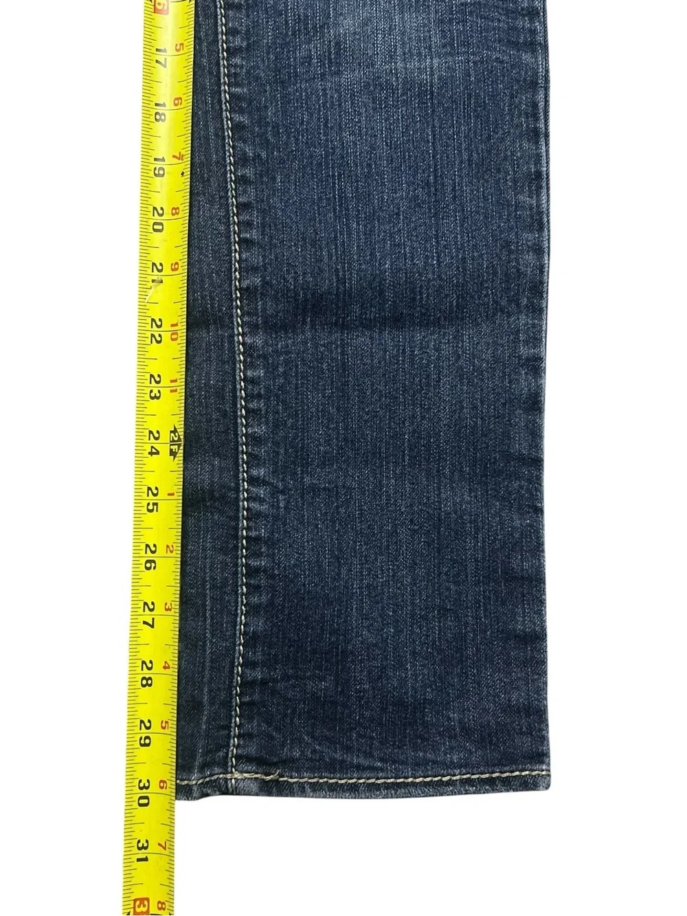 Y2K Apple Bottoms Low Rise Studded Dark Indigo Jeans Red Brand Label Size 7/8 M - Picture 8 of 8
